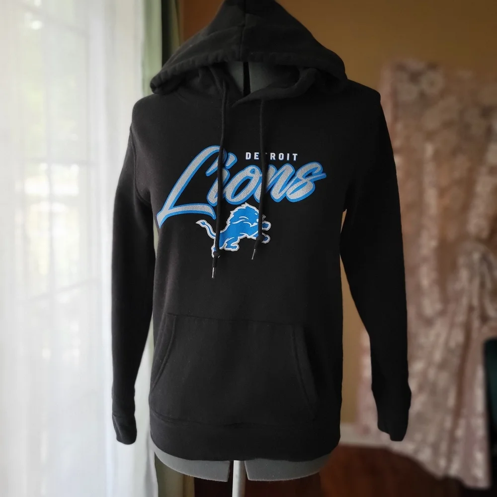 New Era Black and Blue Detroit Lions Hoodie Size Small Womens - Picture 4 of 9